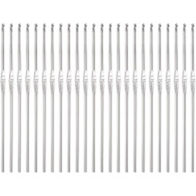 24pcs Crochet Hooks 1.75mm Iron Knitting Needles Comfortable Smooth Crochet Needles for DIY Craft Yarn, Silver Tone