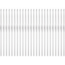 24pcs Crochet Hooks 1.4mm Iron Knitting Needles Comfortable Smooth Crochet Needles for DIY Craft Yarn, Silver Tone