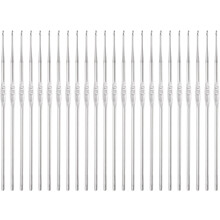 24pcs Crochet Hooks 0.8mm Iron Knitting Needles Comfortable Smooth Crochet Needles for DIY Craft Yarn, Silver Tone