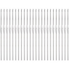 24pcs Crochet Hooks 1.25mm Iron Knitting Needles Comfortable Smooth Crochet Needles for DIY Craft Yarn, Silver Tone