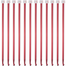 12pcs Tunisian Crochet Hooks 8mm(L) Aluminum Knitting Needles 27cm Long Crocheting Needles for Crochet Lovers & Beginners, Rose Red
