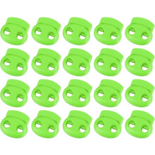 Plastic Spring Cord Locks, 20Pcs Shoe Lace Tie Lock, Double-Hole Slider Toggles Clip End Stopper Fastener for Drawstrings Paracord (Green)