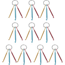 10 Set Aluminum Keychain Crochet Hook Mini Mixed Small Crochet Yarn Needles Multi-Colour Weaving Tool for Beginners Adults