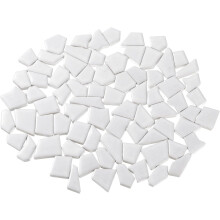 500g/1.1LB Irregular Ceramics Mosaic Tiles, 1.3-2 cm Bulk Stained Ceramic Mosaic Pieces Stones Mosaic Kits for DIY Art Craft Projects Home Decor, Whit