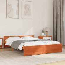vidaXL Bed Frame Wax Brown 205.5 x 155.5 x 51 cm Solid Pine Wood