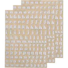 3 Sheets 4.5mm/0.18inch Mini Letter Stickers, 3D Alloy Self Adhesive Lowercase A-Z Alphabet Sticker for Crafts Scrapbooking Greeting Cards Decors, Sil