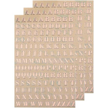 3 Sheets 4.5mm/0.18inch Mini Letter Stickers, 3D Alloy Self Adhesive Uppercase A-Z Alphabet Sticker for Crafts Scrapbooking Greeting Cards Decors, Ros