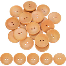 100Pcs Wooden Buttons, 30mm(1.18 Inch) 2 Hole Round Wood Sewing Button Craft for Sewing DIY Craft Clothing, Light Orange