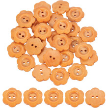 50Pcs Wooden Buttons, 23mm Flower Shape Wood Buttons 2 Hole Decorative Sewing Buttons for Sewing DIY Craft Clothing Handmade, Light Brown