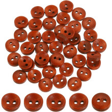 100Pcs Wooden Buttons, 9mm(0.35 Inch) 2 Hole Round Wood Sewing Button Craft for Sewing DIY Craft Clothing, Red Brown