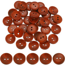 100Pcs Wooden Buttons, 18mm(0.71 Inch) 2 Hole Round Wood Sewing Button Craft for Sewing DIY Craft Clothing, Red Brown