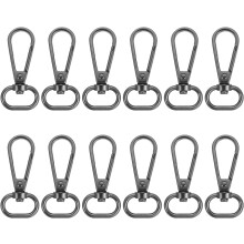 12 Pcs Swivel Clasp Hooks, 0.67 Inch D Ring Swivel Purse Clips for Handbags, Purse Strap Hardware for Bag Making, Push Gate Lobster Clasp, Grey