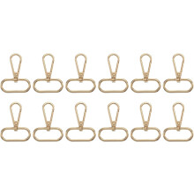 12 Pcs Swivel Clasp Hooks, 1.26 Inch D Ring Swivel Purse Clips for Handbags, Purse Strap Hardware for Bag Making, Push Gate Lobster Clasp, Gold