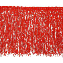 5.47 Yard of 15cm/6" Sequin Fringe Trim Sparkling DIY Fringe Tassel Trim Ribbon for Costume Clothes DIY Sewing Crafts Decoration, (16.4 Ft/5m) Red