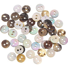 50 Pcs Natural Shell Buttons, 2 Hole Mother of Pearl Buttons 9mm Sewing Buttons Sewing Craft Buttons for Shirt Sewing DIY Crafts Decoration, Brown
