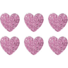 6 Pcs Heart Iron on Patches Heart Rhinestone Adhesive Appliques 4.5cm Sew on Patches for DIY Crafts Clothing Repairing Shoes Bag Hat Decoration, Light
