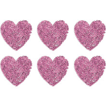6 Pcs Heart Iron on Patches Heart Rhinestone Adhesive Appliques 5.5cm Sew on Patches for DIY Crafts Clothing Repairing Shoes Bag Hat Decoration, Light