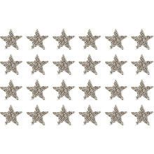 24 Pcs Star Iron on Patches Star Rhinestone Adhesive Appliques 4cm Sew on Patches for DIY Crafts Clothing Repairing Shoes Bag Hat Decoration, Grey