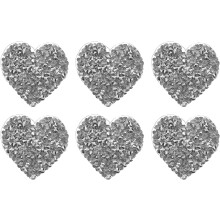 6 Pcs Heart Iron on Patches Heart Rhinestone Adhesive Appliques 3.5cm Sew on Patches for DIY Crafts Clothing Repairing Shoes Bag Hat Decoration, Silve