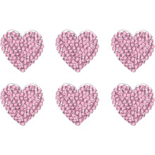 6 Pcs Heart Iron on Patches Heart Rhinestone Adhesive Appliques 2.5cm Sew on Patches for DIY Crafts Clothing Repairing Shoes Bag Hat Decoration, Light