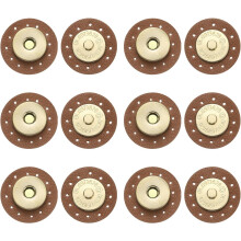 6 Pcs Leather Snaps Buttons, Magnetic Purse Snap Clasps Bag Fastener Clasp for DIY Bags Clothes Accessories Hand Sewing, Light Brown (Round)