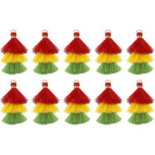 10Pcs Tiny Tri-Layered Tassels 1.6" Mini Tassel Bag Charm Bohemian Keychains Handmade Tassel Keychain for DIY Projects, Jewelry Making, Decoration (Re