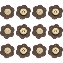 6 Pcs Leather Snaps Buttons, Magnetic Purse Snap Clasps Bag Fastener Clasp for DIY Bags Clothes Accessories Hand Sewing, Dark Brown (Plum)