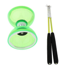 (1 Pc, Green 12cm) Triple Bearing Diabolo Juggling Toy with Handsticks 12cm