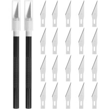 2pcs Exacto Art Craft Hobby Knives Precision Utility Knife Set with 20pcs Extra #11 Blades, for Carving Crafting Scrapbooking Stencil Paper Wood Plast