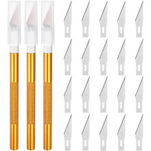 3pcs Exacto Art Craft Hobby Knives Precision Utility Knife Set with 20pcs Extra #11 Blades, for Carving Crafting Scrapbooking Stencil Paper Wood Plast