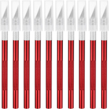 10pcs Exacto Art Craft Hobby Knives Precision Utility Knife Set, for Carving Crafting Scrapbooking Stencil Paper Wood Plastic Model, Red