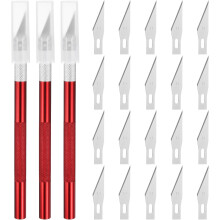 3pcs Exacto Art Craft Hobby Knives Precision Utility Knife Set with 20pcs Extra #11 Blades, for Carving Crafting Scrapbooking Stencil Paper Wood Plast