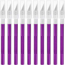 10pcs Exacto Art Craft Hobby Knives Precision Utility Knife Set, for Carving Crafting Scrapbooking Stencil Paper Wood Plastic Model, Purple