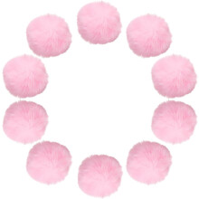 2.8 Inch Faux Fur Pom Pom Balls, 10 Pcs Light Pink Fluffy Soft Faux Fur Pom Poms for Hats with Elastic Loop for DIY Knitting Hats Keychain Scarves Glo