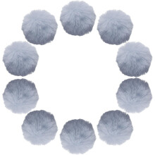 2 Inch Faux Fur Pom Pom Balls, 10 Pcs Grey Fluffy Soft Faux Fur Pom Poms for Hats with Elastic Loop for DIY Knitting Hats Keychain Scarves Gloves Bags