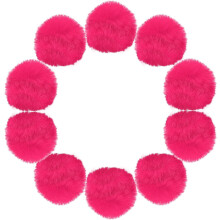 3.5 Inch Faux Fur Pom Pom Balls, 10 Pcs Watermelon Red Fluffy Soft Faux Fur Pom Poms for Hats with Elastic Loop for DIY Knitting Hats Keychain Scarves