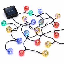 Solar LED String Lights with Multicolour Moroccan Ball Lights, 50 LEDs for Garden and Outdoor Decoration
