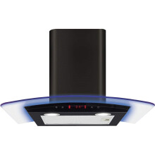 CDA 60cm Curved Glass Chimney Hood with LED Edge Lighting - Black EKP60BL