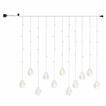 LED Curtain String Lights with White Globe Ornaments, USB or Battery Powered, Remote Control, 8 Modes, Indoor Decor