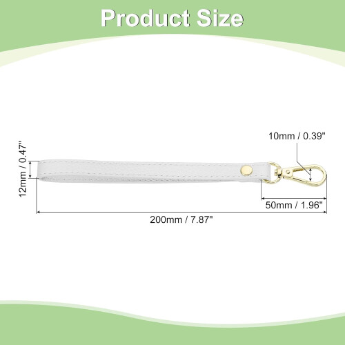 Leather Wristlet Strap, 20cm/7.87" Long Keychain Hand Strap, White Leather, Gold Clasp 1