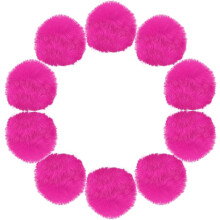 3.5 Inch Faux Fur Pom Pom Balls, 10 Pcs Rose Red Fluffy Soft Faux Fur Pom Poms for Hats with Elastic Loop for DIY Knitting Hats Keychain Scarves Glove