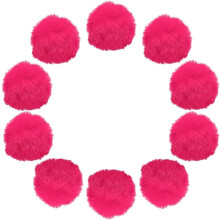 2.8 Inch Faux Fur Pom Pom Balls, 10 Pcs Watermelon Red Fluffy Soft Faux Fur Pom Poms for Hats with Elastic Loop for DIY Knitting Hats Keychain Scarves