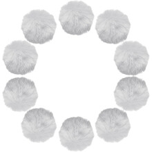 2.8 Inch Faux Fur Pom Pom Balls, 10 Pcs Light Grey Fluffy Soft Faux Fur Pom Poms for Hats with Elastic Loop for DIY Knitting Hats Keychain Scarves Glo