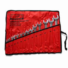 Combination Spanner Set, Open End and Ring Wrenches, 14 Pieces, for Automotive Repair and Workshop