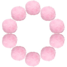 3.5 Inch Faux Fur Pom Pom Balls, 10 Pcs Light Pink Fluffy Soft Faux Fur Pom Poms for Hats with Elastic Loop for DIY Knitting Hats Keychain Scarves Glo