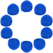 2.8 Inch Faux Fur Pom Pom Balls, 10 Pcs Sapphire Blue Fluffy Soft Faux Fur Pom Poms for Hats with Elastic Loop for DIY Knitting Hats Keychain Scarves