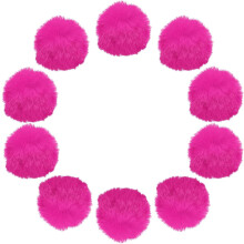 2 Inch Faux Fur Pom Pom Balls, 10 Pcs Rose Red Fluffy Soft Faux Fur Pom Poms for Hats with Elastic Loop for DIY Knitting Hats Keychain Scarves Gloves