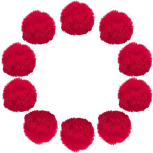 2 Inch Faux Fur Pom Pom Balls, 10 Pcs Red Fluffy Soft Faux Fur Pom Poms for Hats with Elastic Loop for DIY Knitting Hats Keychain Scarves Gloves Bags