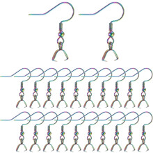 40Pcs Stainless Steel Earring Hooks, Ear Wires Fish Hook French Earring Hooks with Pinch Bail Clasp Earring Findings for DIY Jewelry Making, Colorful