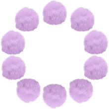 2 Inch Faux Fur Pom Pom Balls, 10 Pcs Light Purple Fluffy Soft Faux Fur Pom Poms for Hats with Elastic Loop for DIY Knitting Hats Keychain Scarves Glo